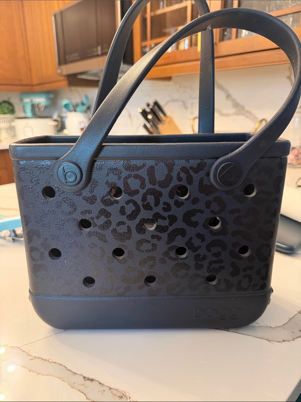Bogs Navy Leopard Mini Tote with Dual Handles